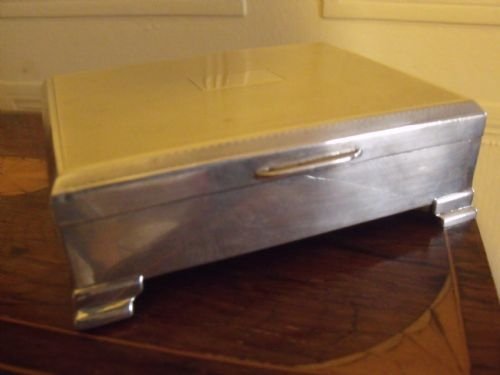 c1933 art deco silver cigarett box