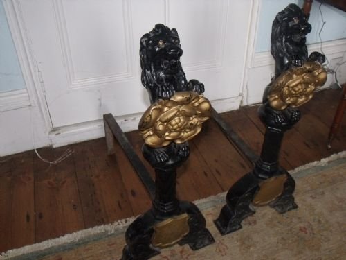 superb pair georgian regency fire dogs andirons