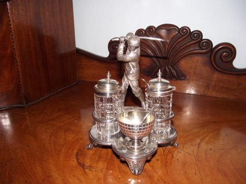 very good james deakin son golfing cruet set