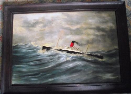 charming stem ship oil on canvass c1920 signed pratt