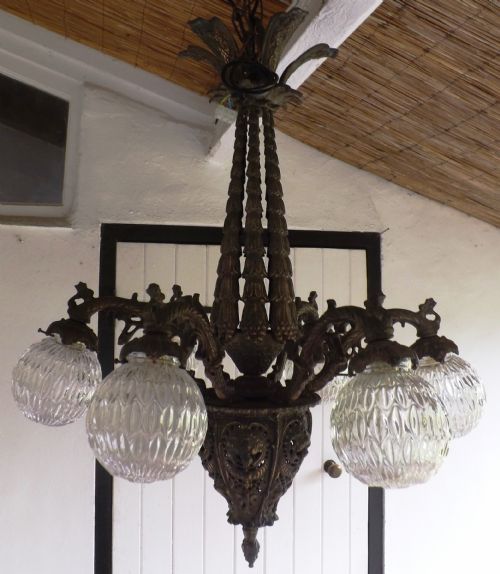 edwardian bronze electrolier chandelier