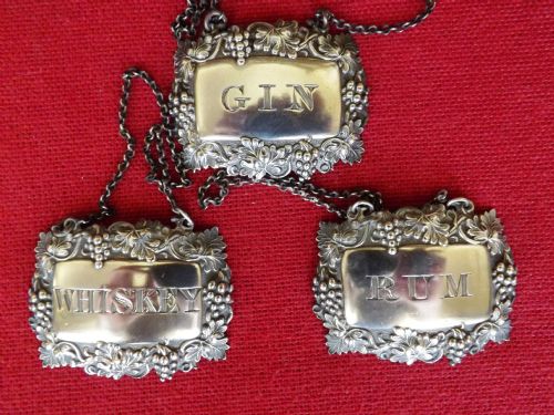 set 3 decanter labels silver joseph willmore 18081843