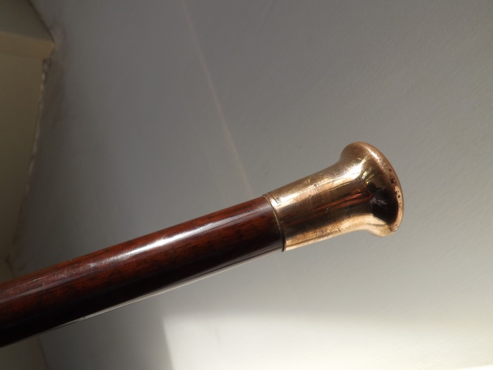 edwardian gentlemans gold topped and amboyna shaft walking stick