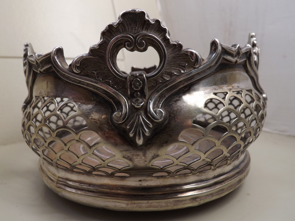 large victorian silver plated bottle coaster