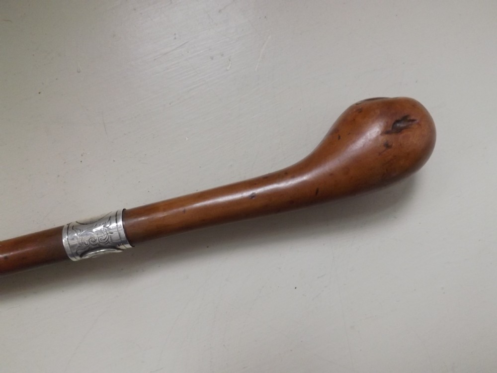 c1853 silver horseshoe walking stick cane