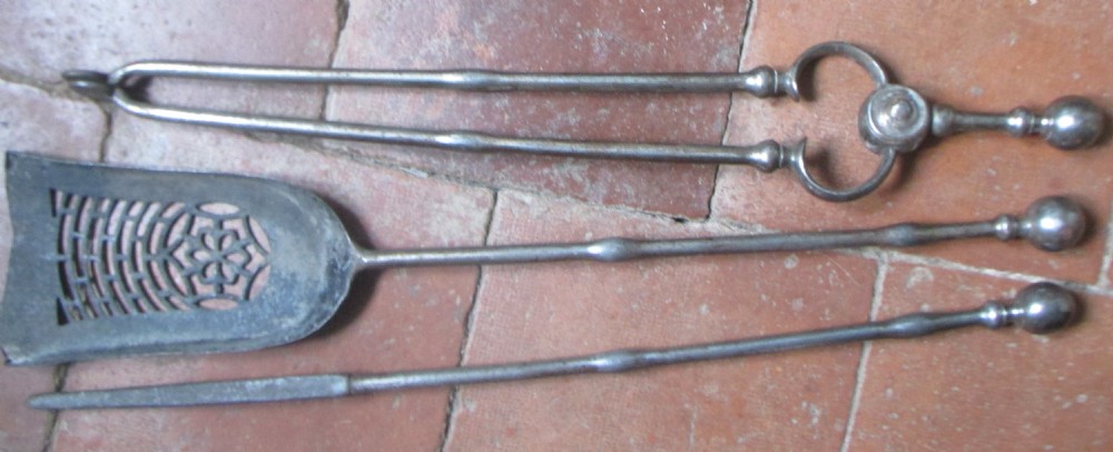 c1820 set steel fire irons