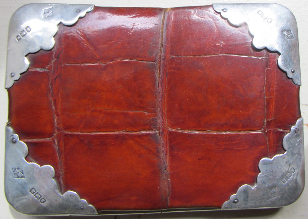 good c1908 silvercrocodile card case purse