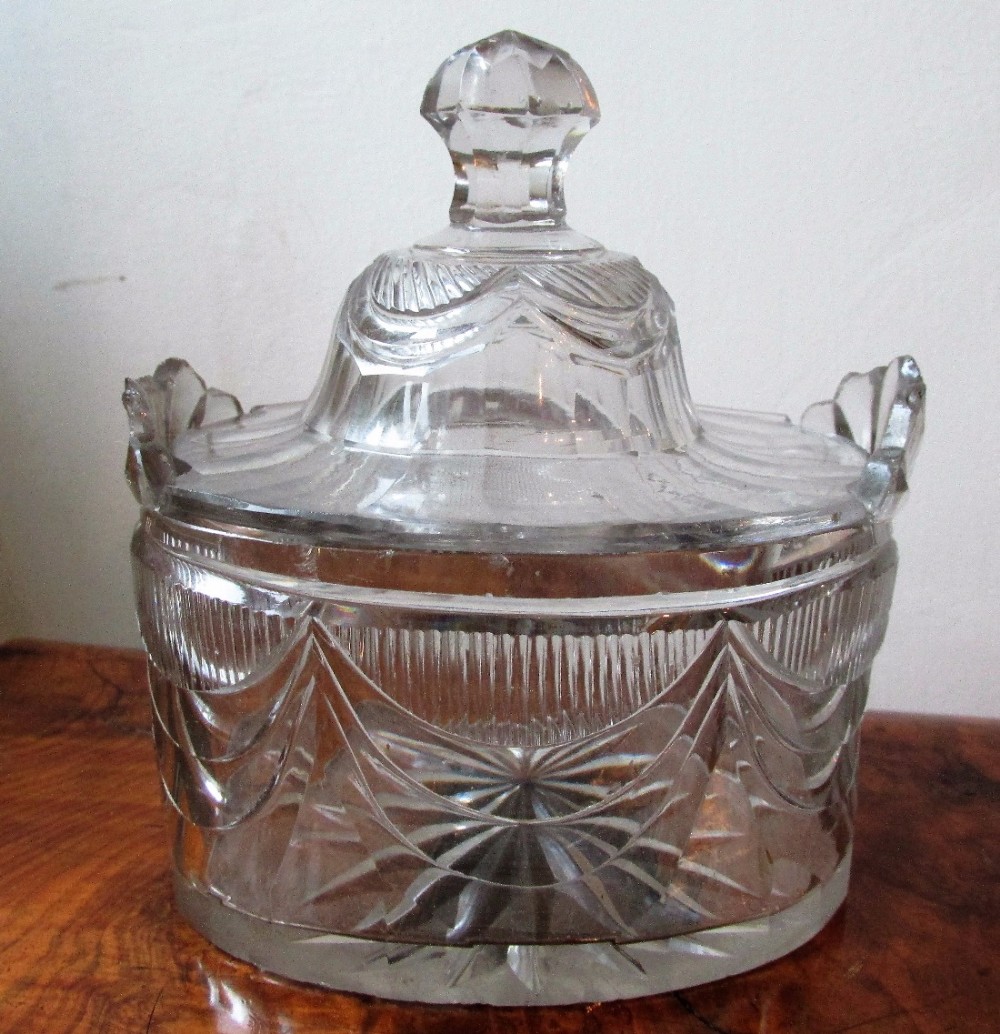 georgian irish cut glass tea caddy