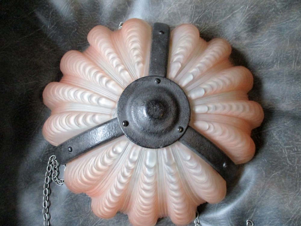 art deco peach pink clam shell ceiling shade