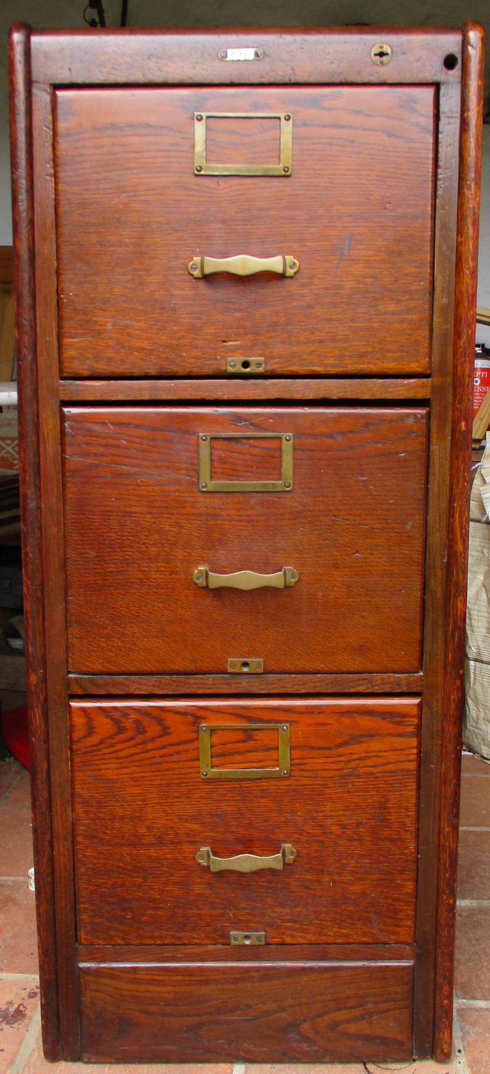 good edwardian oak filing cabinet